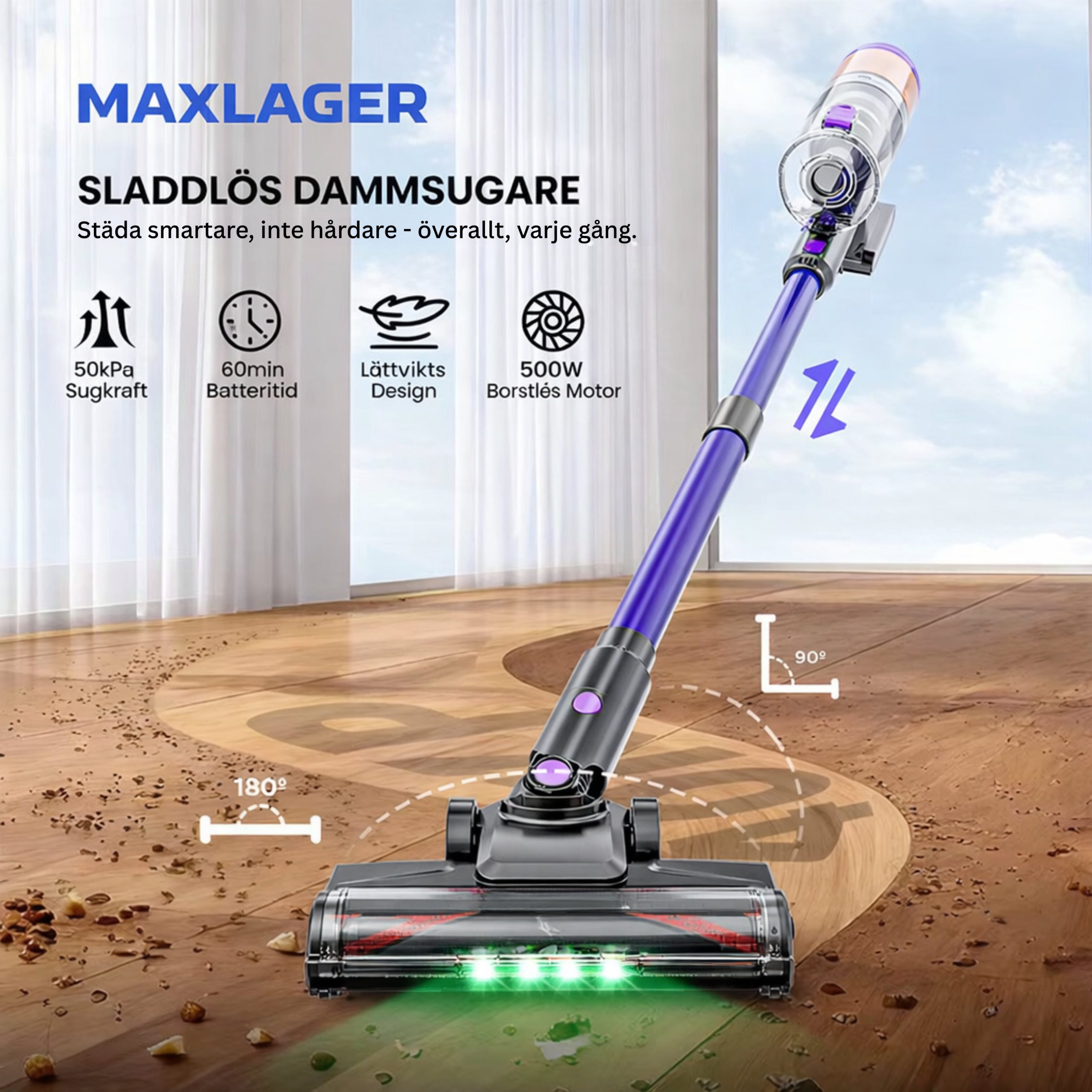 Maxlager V11 Detect Light - 500W – 50 kPa Sladdlös Dammsugare - Skaftdammsugare - Image 5
