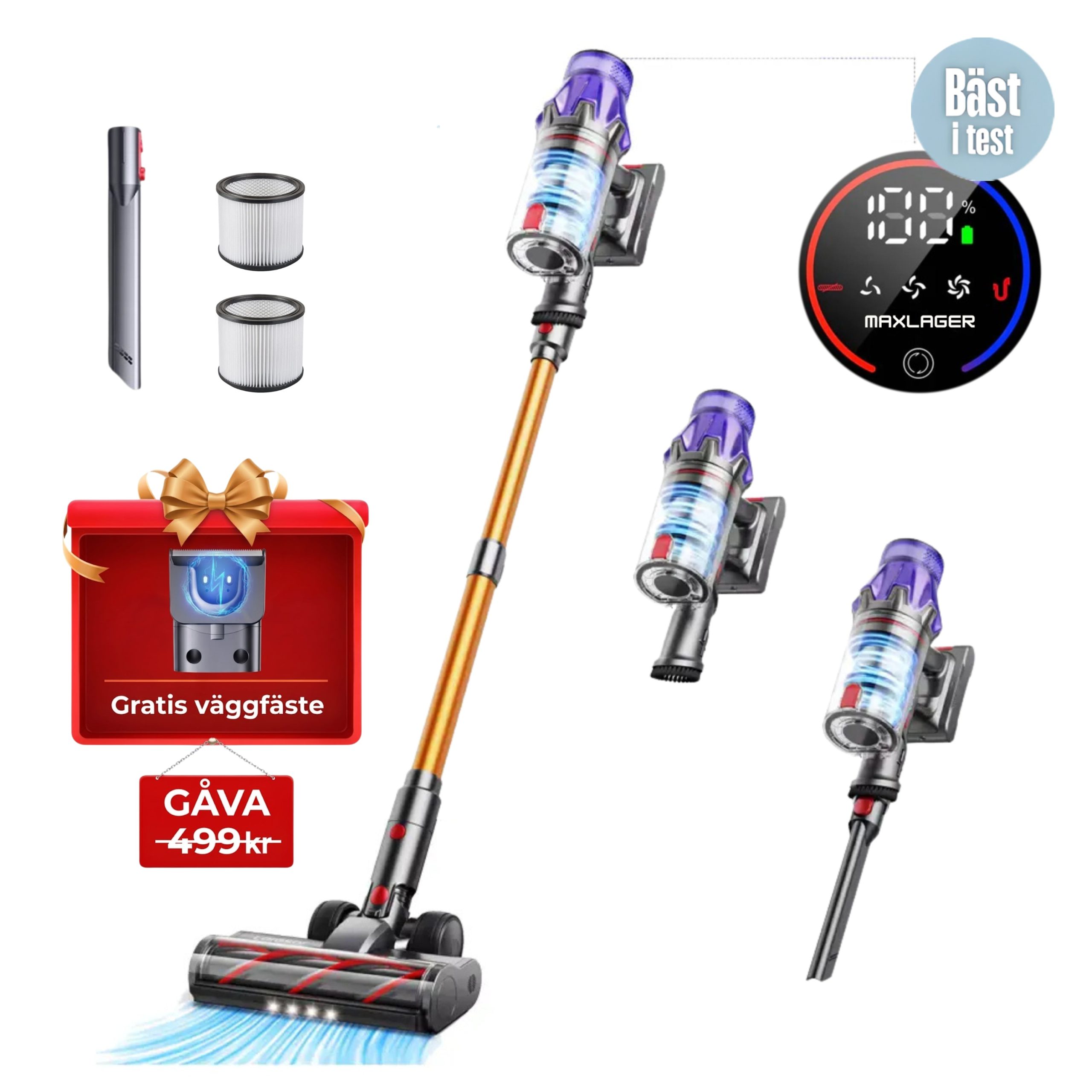 Maxlager Ultra X7 - 550W – 50 kPa Avancerad Sladdlös Dammsugare - Skaftdammsugare