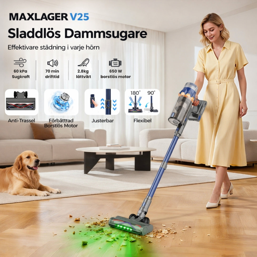 Maxlager V25 - 650W – 60 kPa Avancerad Sladdlös Dammsugare - Skaftdammsugare - Image 2